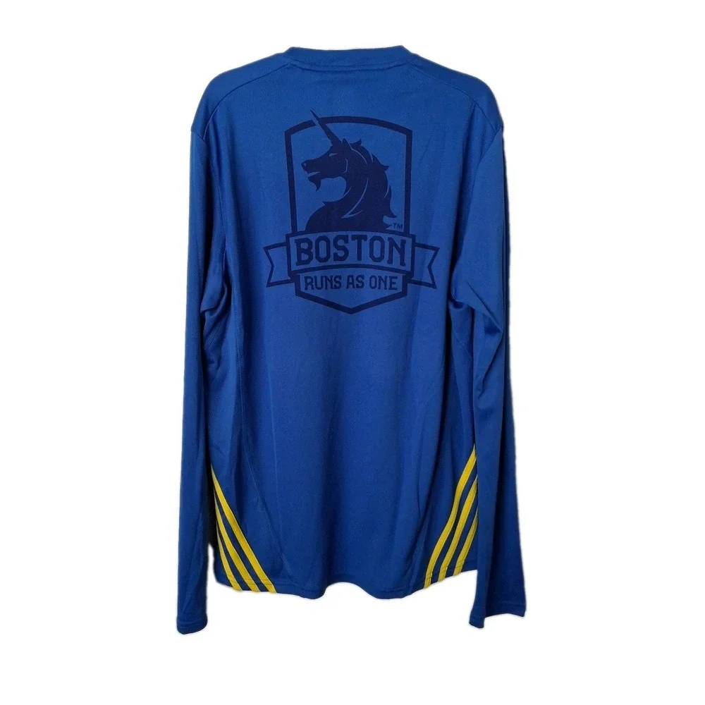 NOS Adidas 2014 Boston Marathon Long Sleeve Shirt Men's Medium Blue Climalite
